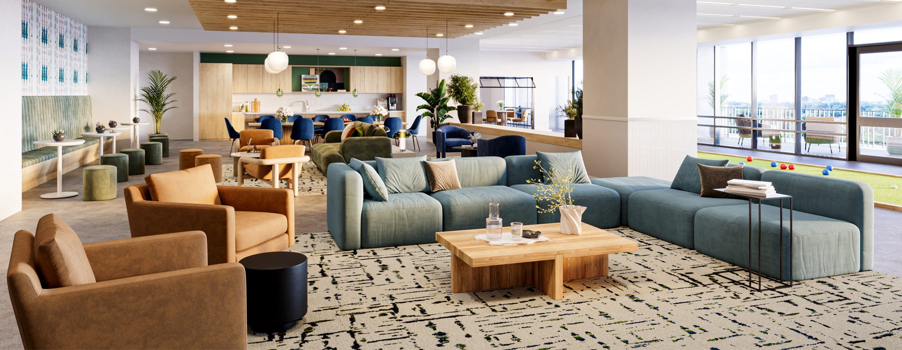 spacious and bright clubhouse