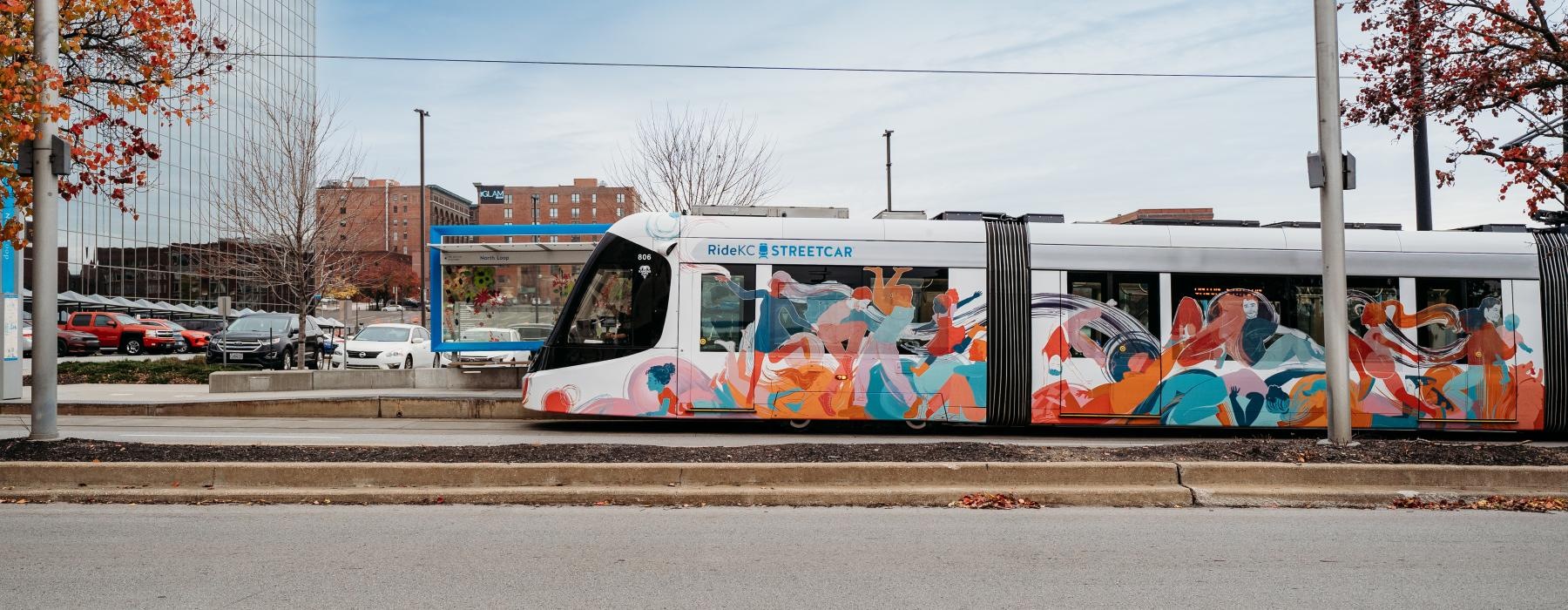 a bus with a painting on it